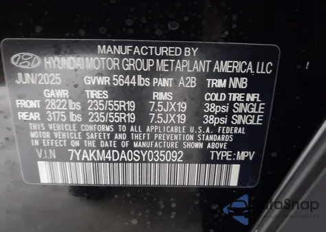 2025 Hyundai Ioniq 5 Se z USA, uszkodzony, nr VIN 7YAKM4DA0SY035092